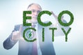 Ecocity ecology concept with businessman