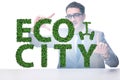 Ecocity ecology concept with businessman Royalty Free Stock Photo