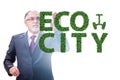 Ecocity ecology concept with businessman Royalty Free Stock Photo