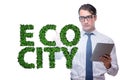 Ecocity ecology concept with businessman Royalty Free Stock Photo
