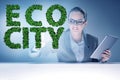 Ecocity ecology concept with businesswoman Royalty Free Stock Photo