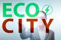 Ecocity ecology concept with businesswoman Royalty Free Stock Photo