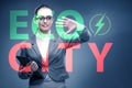 Ecocity ecology concept with businesswoman Royalty Free Stock Photo