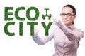 Ecocity ecology concept with businesswoman