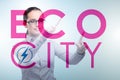 Ecocity ecology concept with businesswoman Royalty Free Stock Photo