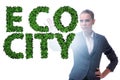 Ecocity ecology concept with businesswoman