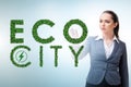 Ecocity ecology concept with businesswoman