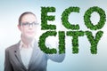 Ecocity ecology concept with businesswoman