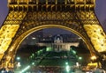 Ecole Militaire and Eiffel Tower at night Royalty Free Stock Photo