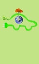 Ecologic background with recycle symbol, Planet earth and electric car