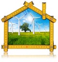 Ecologic House - Wind Energy Concept Royalty Free Stock Photo