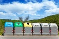 Ecologic selective trash containers by colors