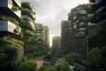 Ecologic skyscrapers with many trees and plants on every balcony Royalty Free Stock Photo