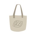 Ecological bag made of natural fabrics, vector illustration, flat