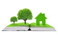 Ecological book with trees and house Royalty Free Stock Photo