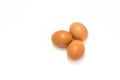 Ecological brown chicken eggs isolated. Arranged together
