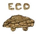 Ecological car from bark texture isolated