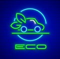 Ecological car preservation nature neon symbol concept Royalty Free Stock Photo