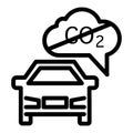 Ecological car line icon. No CO2 vehicle illustration isolated on white. No exhaust gases outline style design, designed Royalty Free Stock Photo