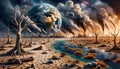 Ecological catastrophe on the planet earth apocalypse concept