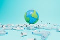 ecological catastrophe on the planet. sorting and recycling of plastic. 3d render Royalty Free Stock Photo