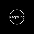 Ecological circle arrows recycle logo isolated on black background
