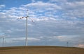 Wind mill turbines on the hill Royalty Free Stock Photo