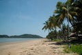 Ecological concept of Beach pollution. Plastic bottles and other trash on sea beach. Royalty Free Stock Photo