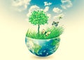 Ecological concept of the environment with the cultivation of trees . Planet Earth. Physical globe of the earth Royalty Free Stock Photo