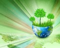 Ecological concept of the environment with the cultivation of trees . Planet Earth. Physical globe of the earth Royalty Free Stock Photo