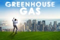 The ecological concept of greenhouse gas emissions Royalty Free Stock Photo