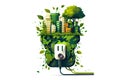 ecological concert. electrical outlet overgrown with green life. Generative AI