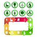 Ecological cycle diagram with green icons isolated