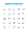 Ecological economics vector line icons set. Ecology, Economics, Sustainability, Natural, Environment, Resource, Social