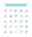 Ecological economics vector line icons set. Ecology, Economics, Sustainability, Natural, Environment, Resource, Social