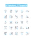Ecological economics vector line icons set. Ecology, Economics, Sustainability, Natural, Environment, Resource, Social
