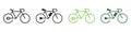 Ecological Electric Bicycle. Electricity Power Eco Bike with Charge Plug Symbol Collection on White Background. Green