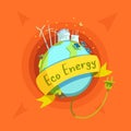 Ecological energy cartoon retro