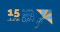 Ecological energy - 15 June Global Wind Day, kite, vector illustration