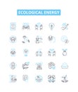 ecological energy vector line icons set. Eco-energy, Sustainable-energy, Renewable-energy, Biofuel, Solar-power, Wind Royalty Free Stock Photo