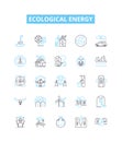 ecological energy vector line icons set. Eco-energy, Sustainable-energy, Renewable-energy, Biofuel, Solar-power, Wind Royalty Free Stock Photo