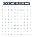 ecological energy vector line icons set. Eco-energy, Sustainable-energy, Renewable-energy, Biofuel, Solar-power, Wind Royalty Free Stock Photo