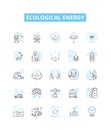 ecological energy vector line icons set. Eco-energy, Sustainable-energy, Renewable-energy, Biofuel, Solar-power, Wind Royalty Free Stock Photo