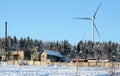 Ecological energy wind turbine in winter