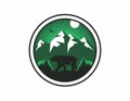 Bear In The Wild Forest Vector Badge Illustration