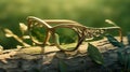 Ecological Eyewear In Recycling Materials. Stylish Sustainability. Eyeglasses Made Of Leaves and Vines. Generative AI