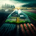 ecological farm in global warming. Concept of climate change GENERATIVE AI, GENERATIVE, AI