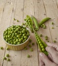 Ecological fresh green peas pods. Royalty Free Stock Photo