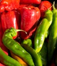 Ecological green and red peppers