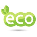 Ecological icon, word eco label with green leaves Vector Royalty Free Stock Photo